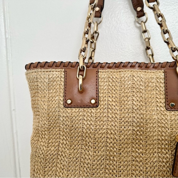 MICHAEL Michael Kors Rosalie East West Straw Tote w/Leather Trim GUC - Picture 7 of 16